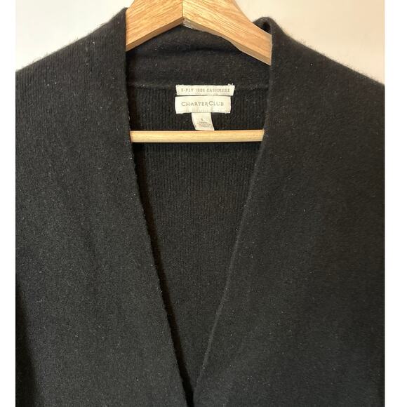 Charter Club Cashmere Single Button Close Cardigan Sweater Black Size L - Picture 2 of 8
